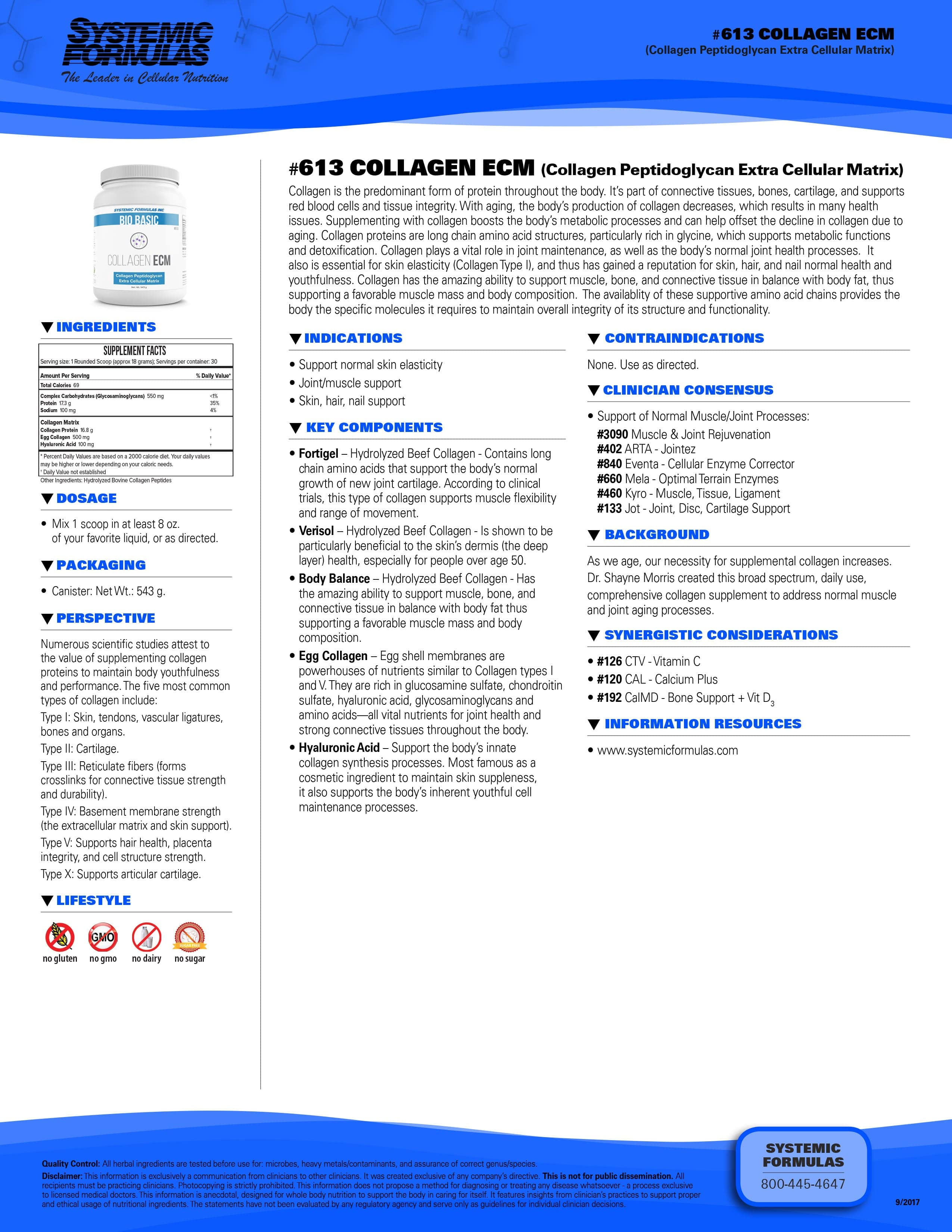 Systematic Formulas Collagen ECM Facts Sheet