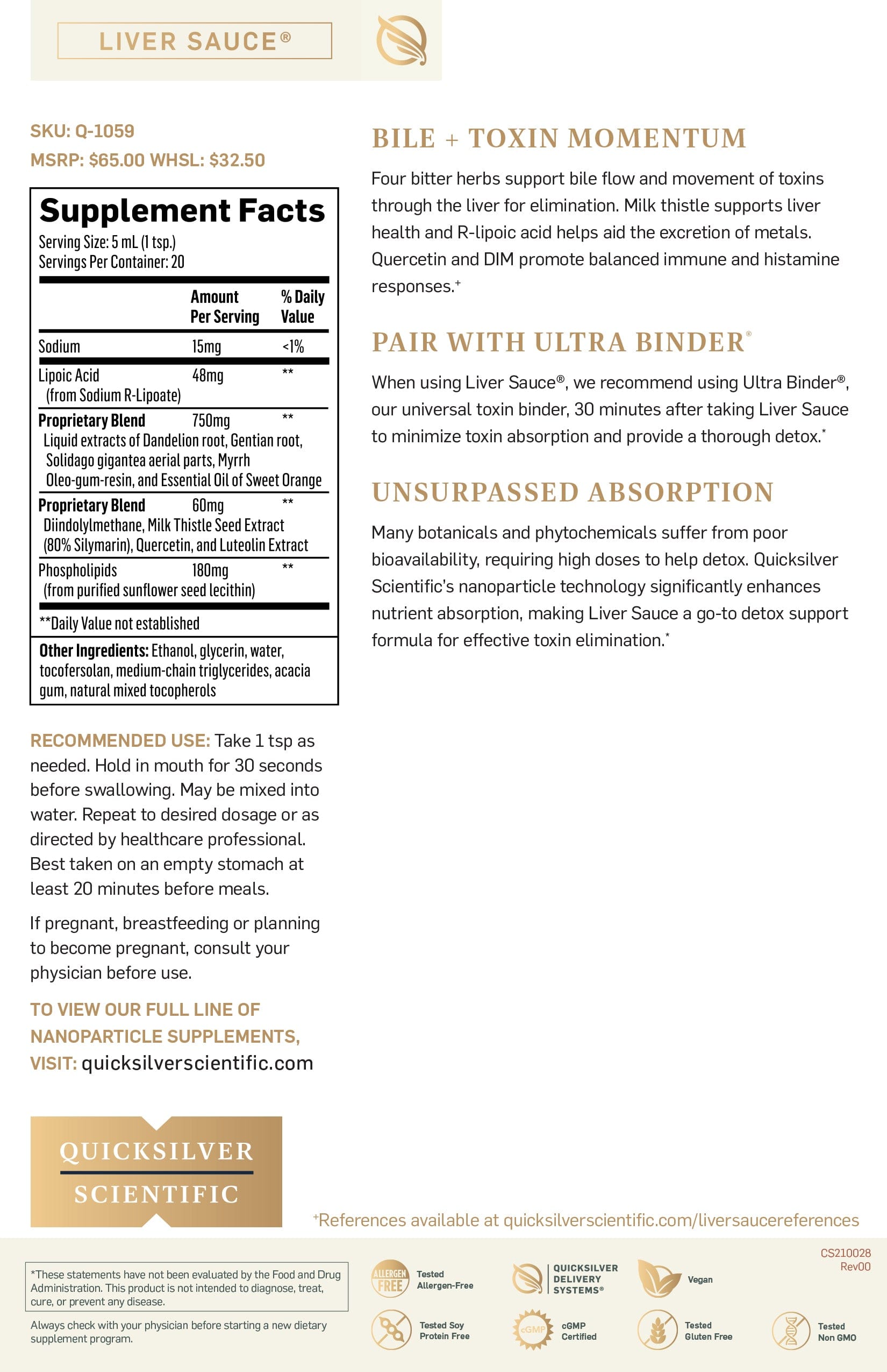 quicksilver scientific liver sauce fact sheet