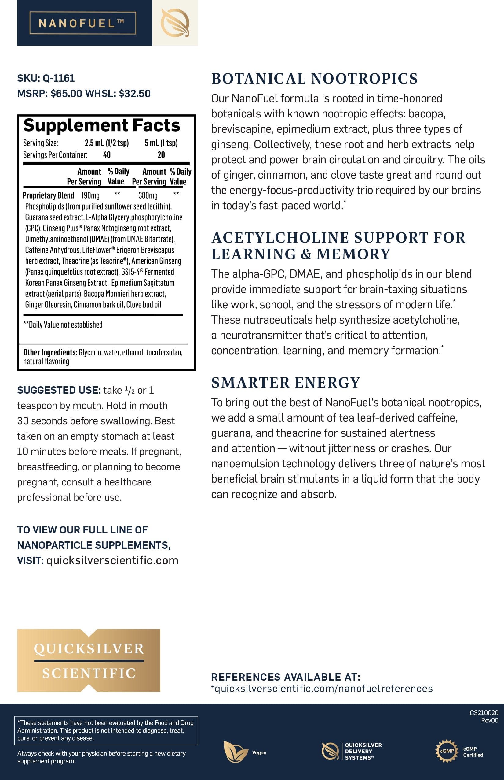 Nanofuel® Quicksilver Scientific HK fact sheet