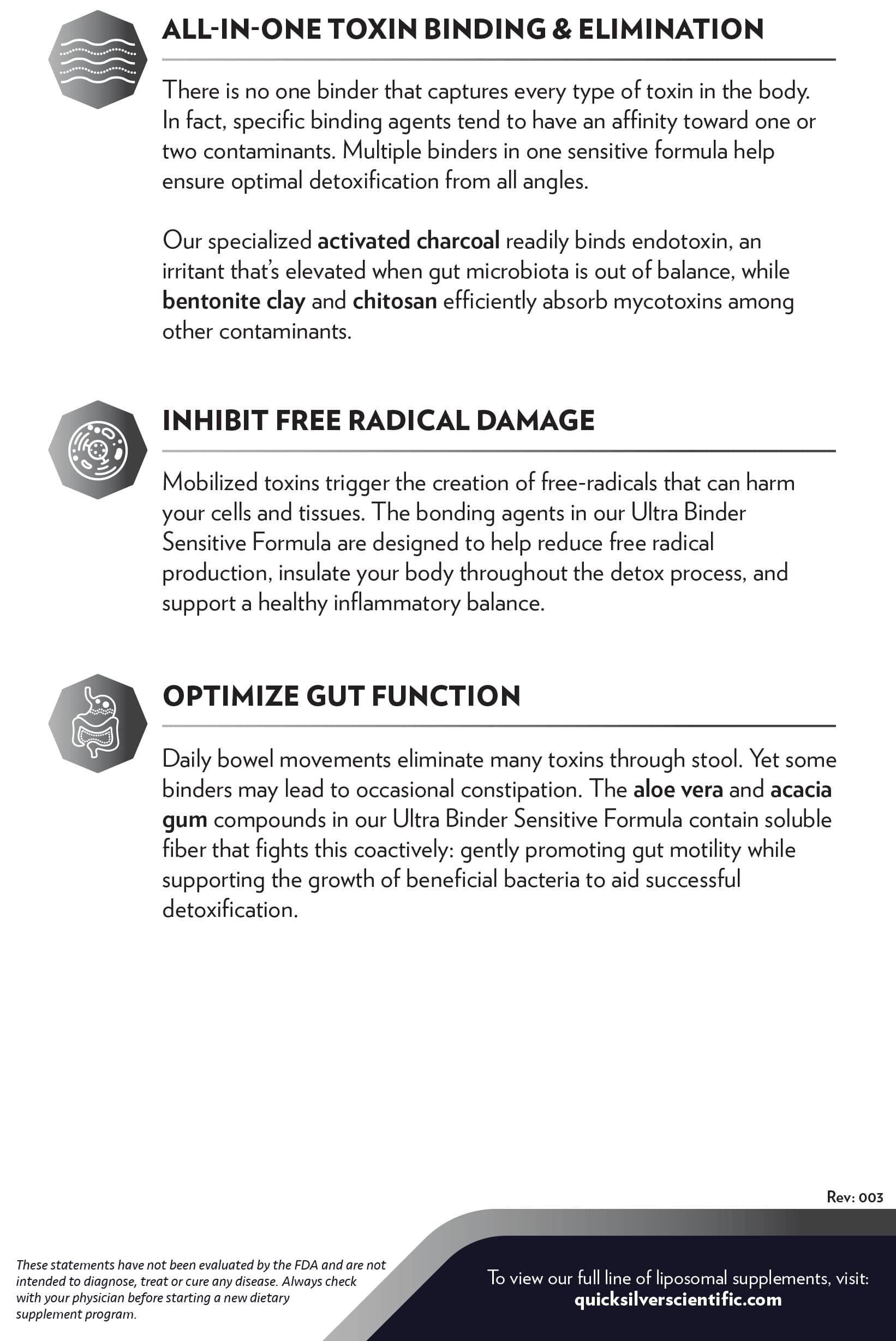 Ultra Binder® Sensitive - Quicksilver Scientific fact sheet
