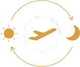 Golden icon indicating Jet Lag supplement from Bonasana Health