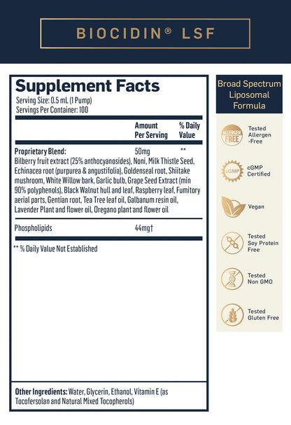 Biocidin LSF Supplement Fact Sheet