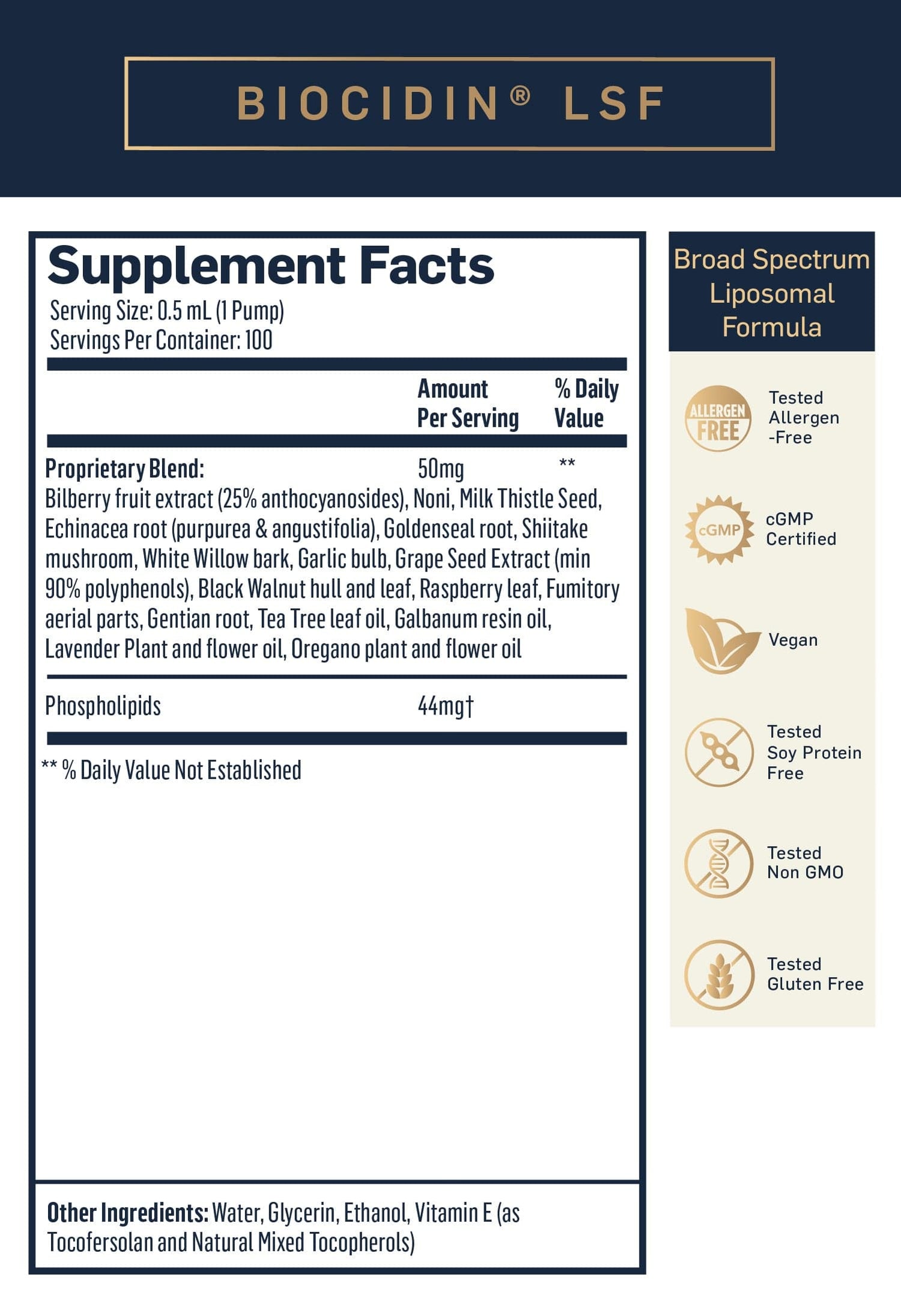 Biocidin LSF Supplement Fact Sheet