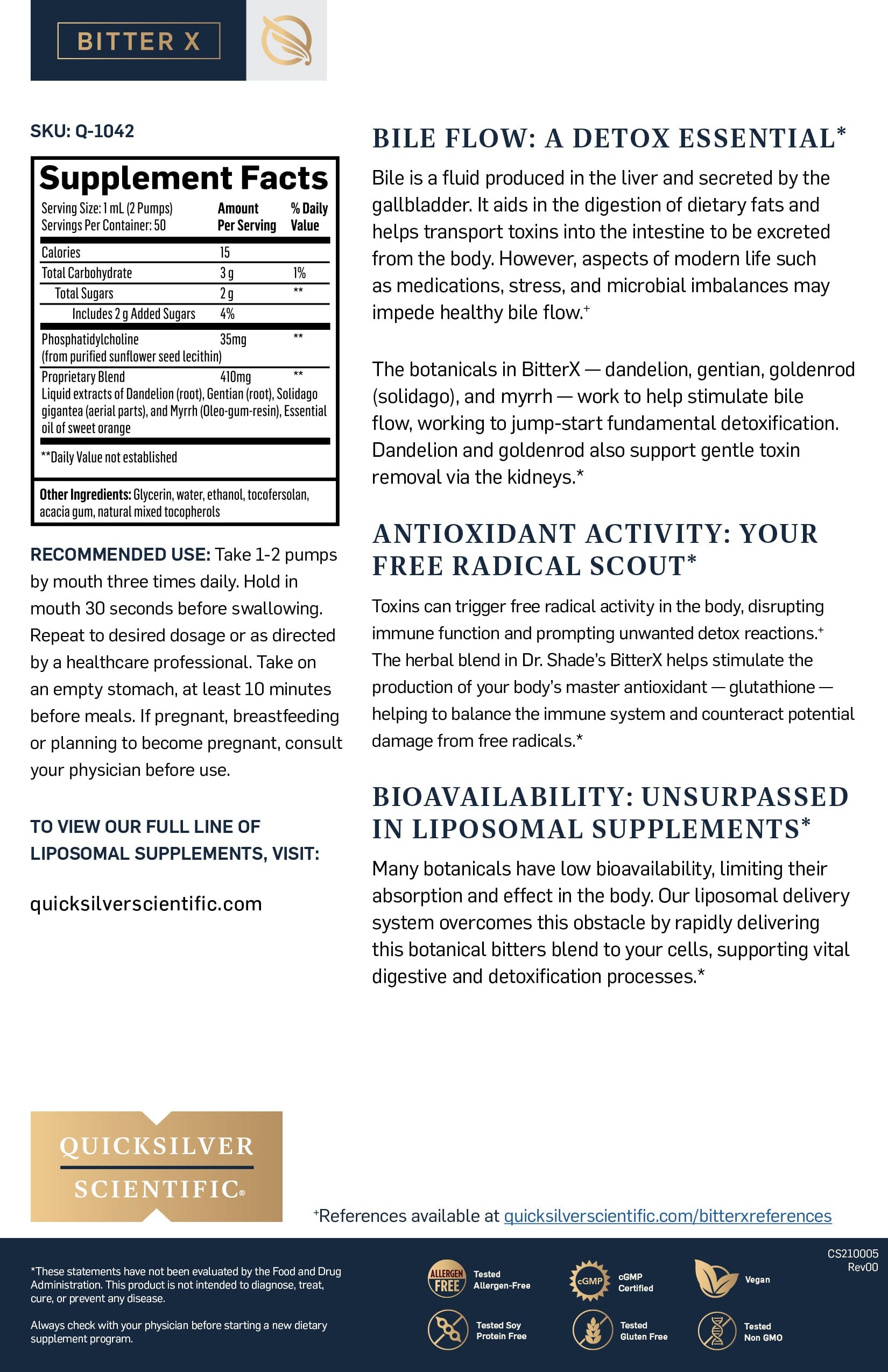 Quicksilver Scientific Bitter X Fact Sheet