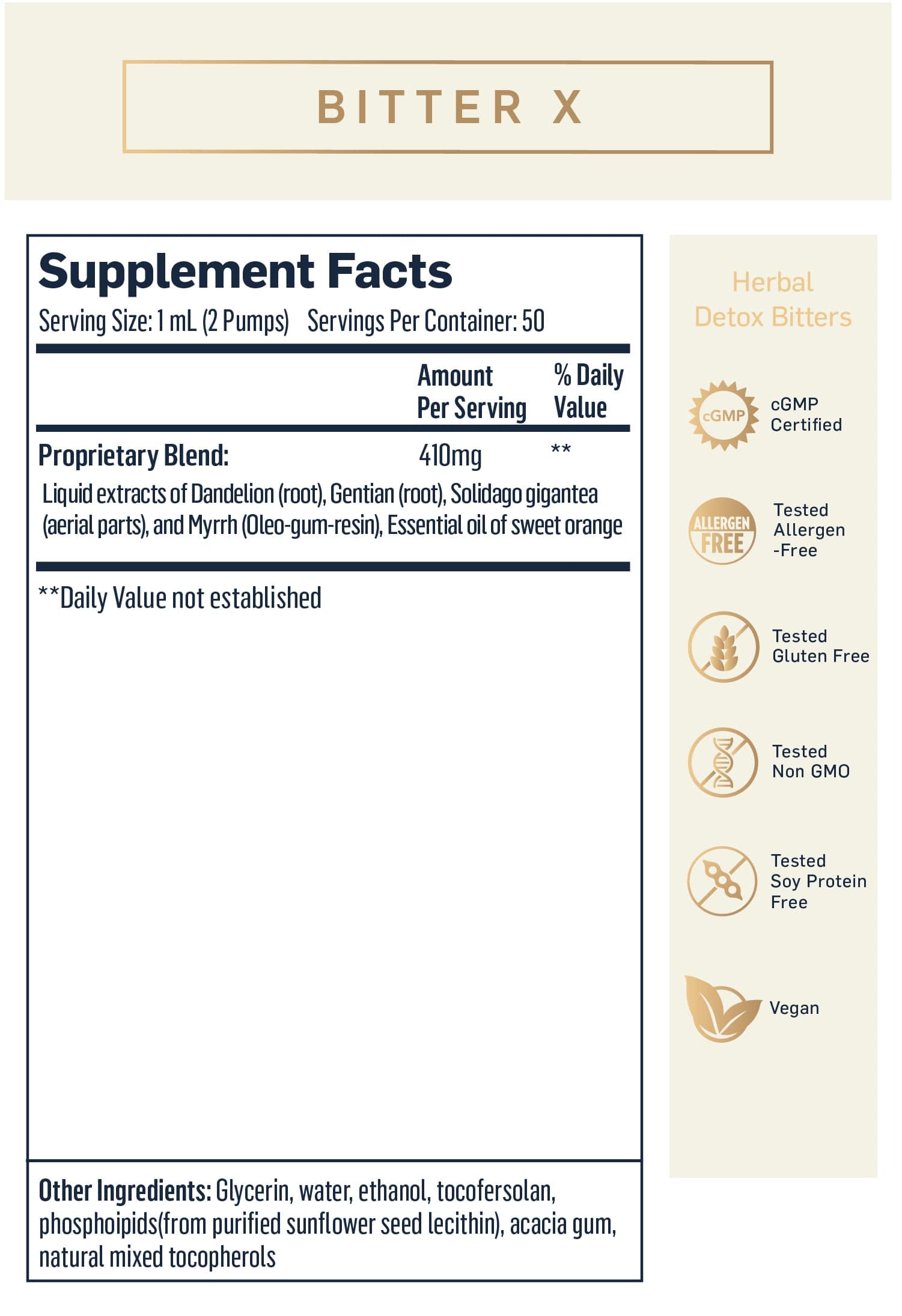 Quicksilver Scientific Bitter X Supplement Facts