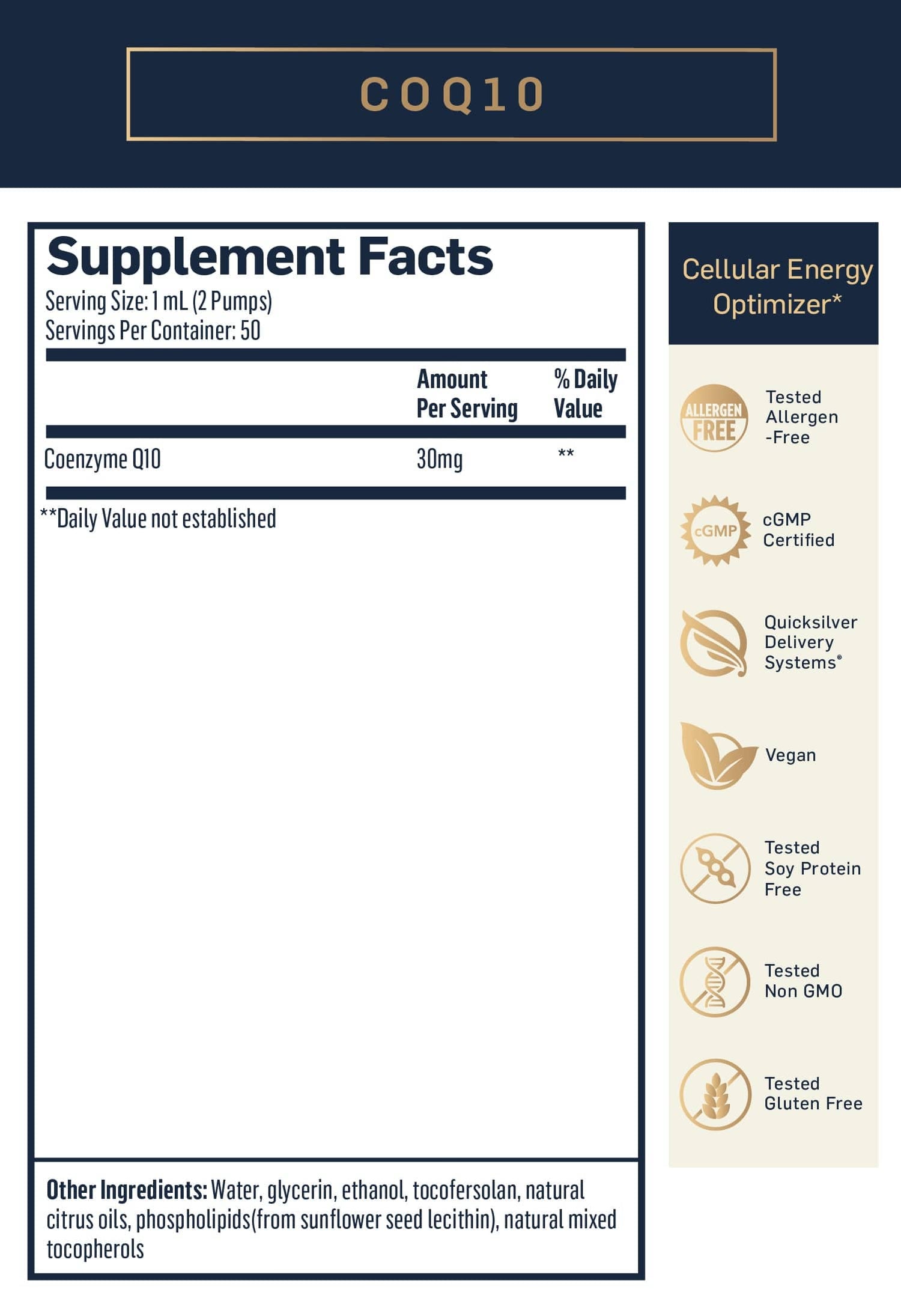 Quicksilver CoQ10 Supplement Facts 