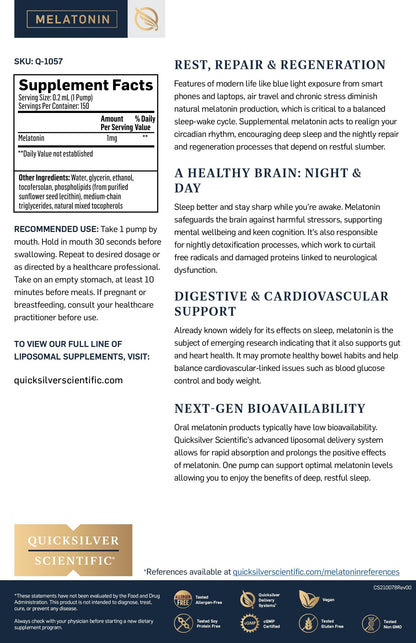 Quicksilver Scientific Liposomal Melatonin Consumer Sheet