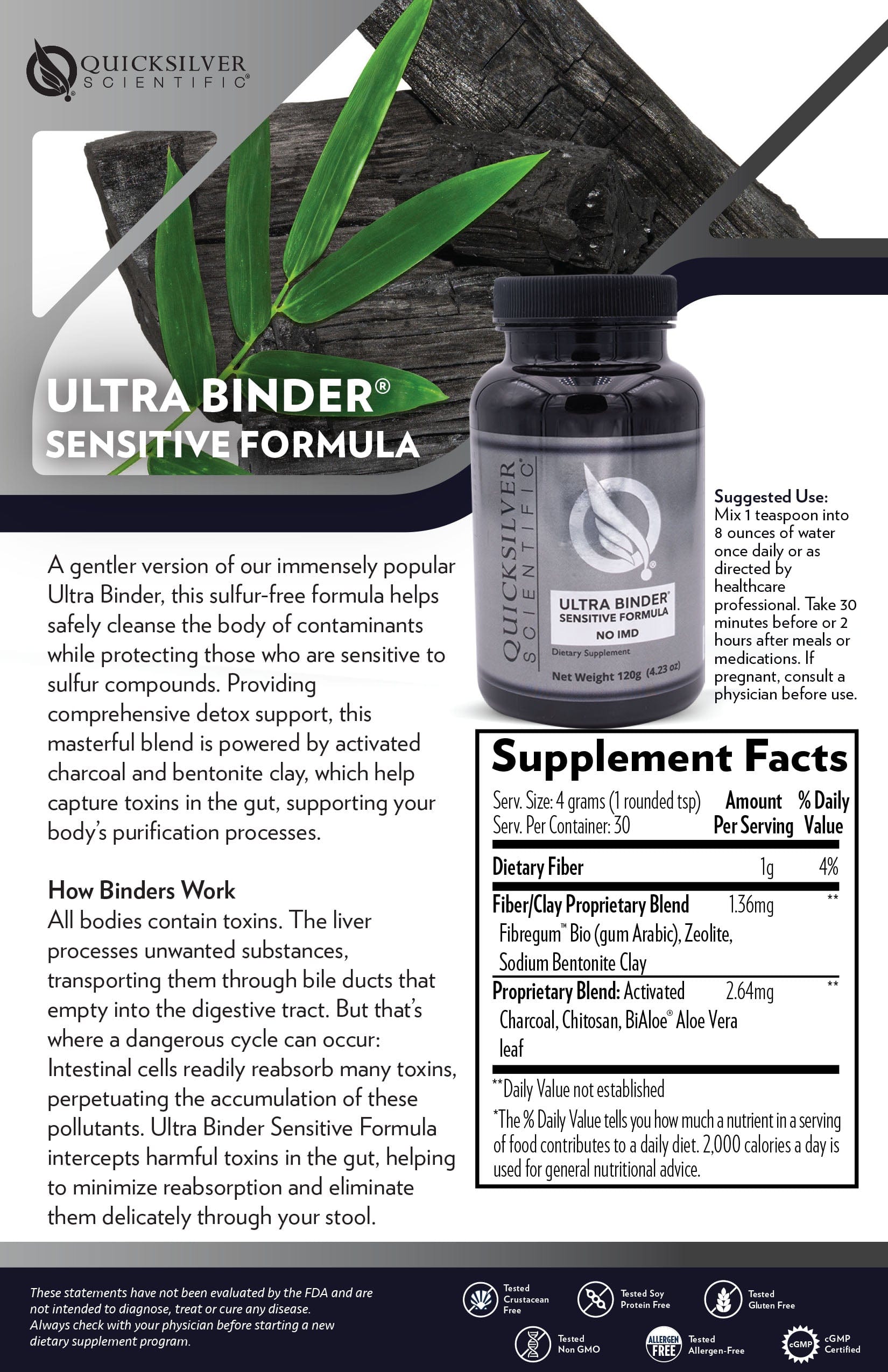 Quicksilver Scientific - Ultra Binder Toxin Binder - 120 Grams