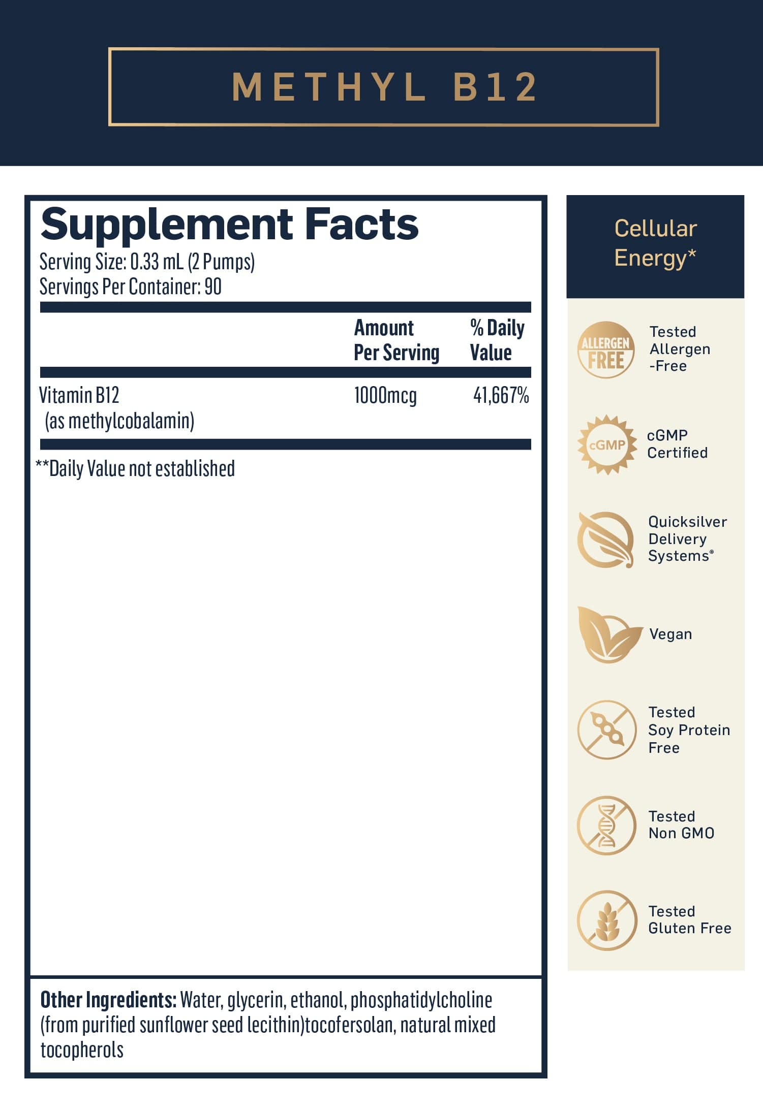 Quicksilver Scientific Methyl B-12 Supplement Facts